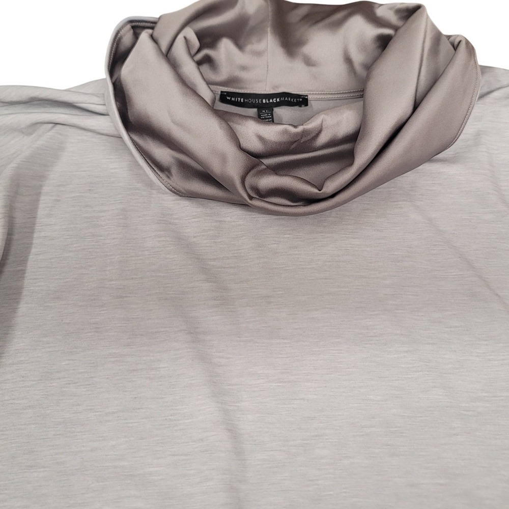 White House Black Market Gray Cowl Neck Zipper Detail Tunic Top XL - Picture 5 of 6